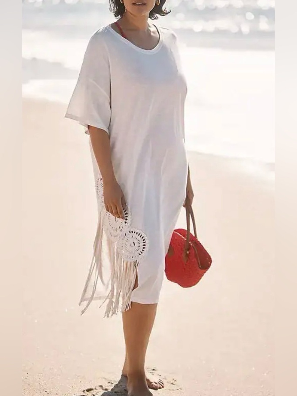 Anthropologie x Celandine White Embellished Side Slit Midi Dress NWT XL